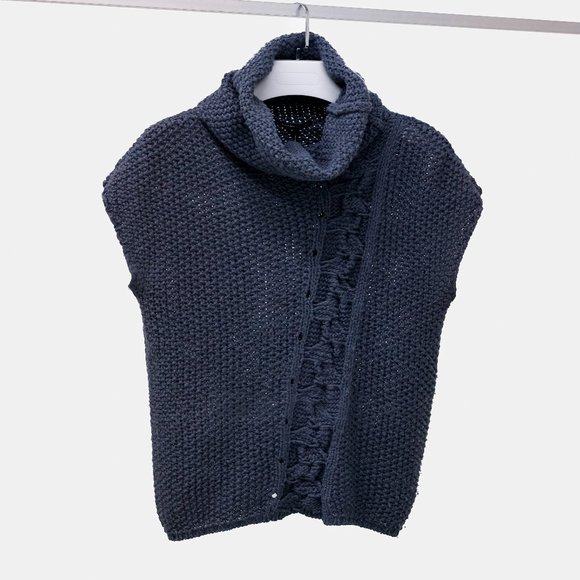 Sarah Pacini Blue Knit Wool Tunic - Picture 2 of 8